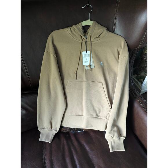 Women's Carhartt WIP W' Hooded Casey Sweatshirt SMALL  Peanut/Silver - Picture 1 of 3